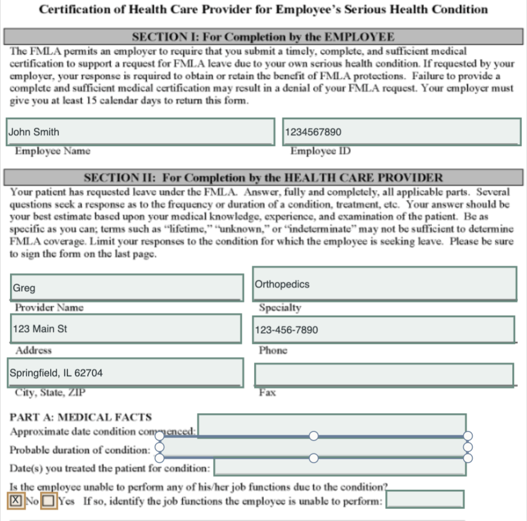 Edited form with fields