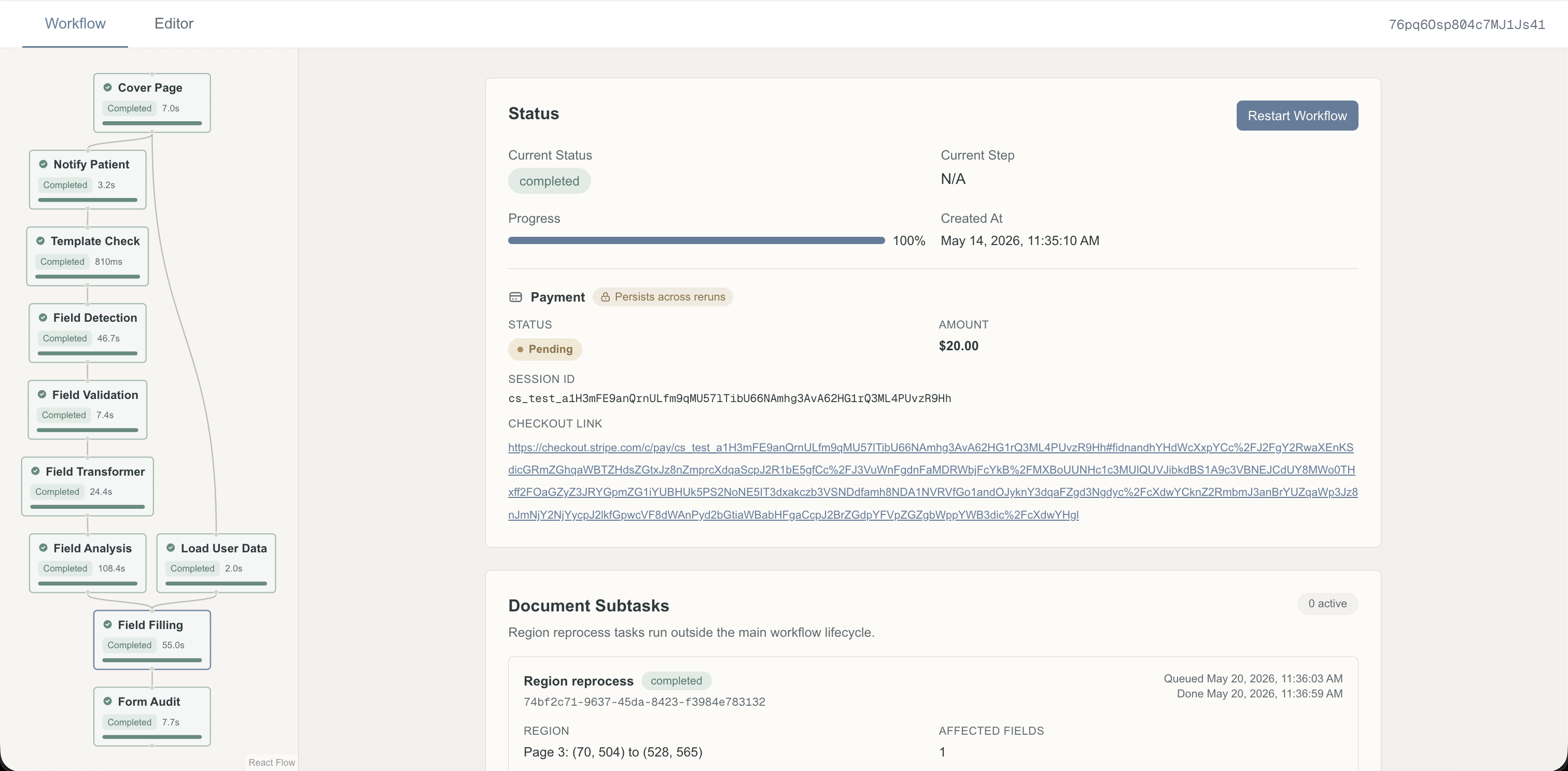 Step detail and workflow screenshot
